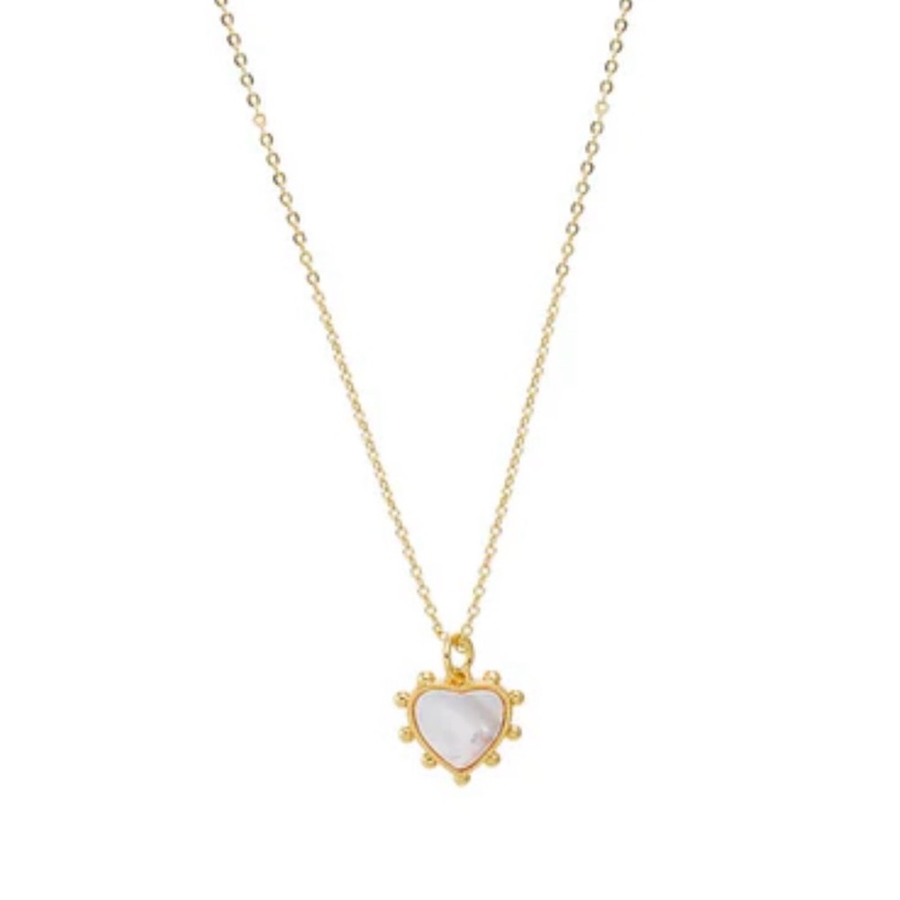 Dina Eden Gold Heart Pendant Necklace with Mother-of-Pearl Accent